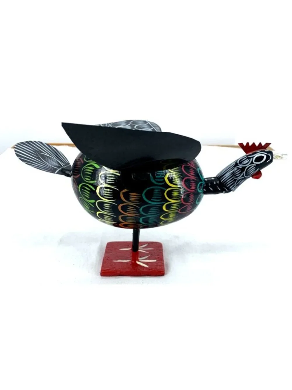 Alebrije Turkey Hand Painted Wood Carving Oaxacan Folk Art Nodder Bobblehead 5.5